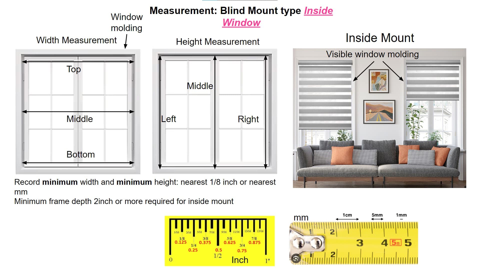 Inside mount measurement guide